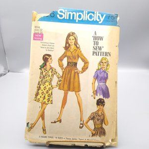 Vintage Sewing PATTERN Simplicity 8296, Misses 1969 Shirt Waist Dress